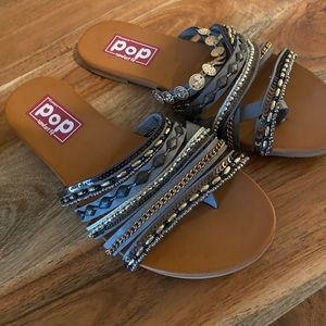 NWOT beaded boho sandals